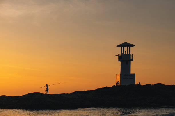 海滨生活黄昏海边夜景