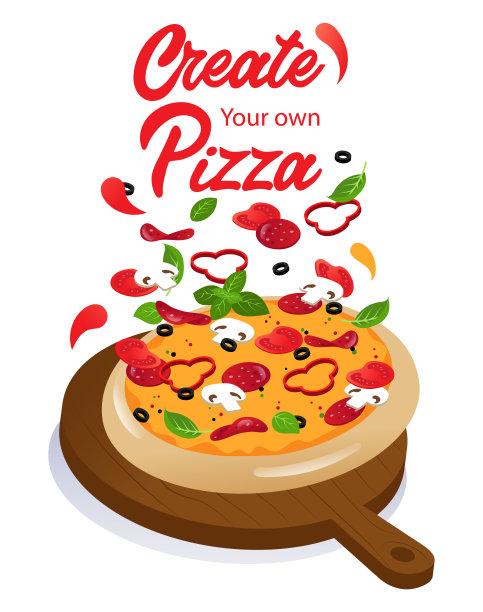 美食披萨插画