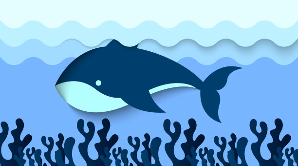 蓝色鲸鱼插画