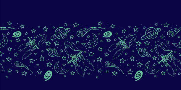 星球宇航员插画卡通背景素材