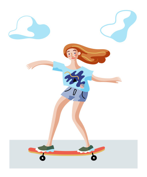 玩滑板的女孩