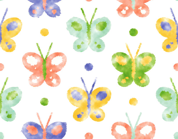 四方连续彩色蝴蝶图案