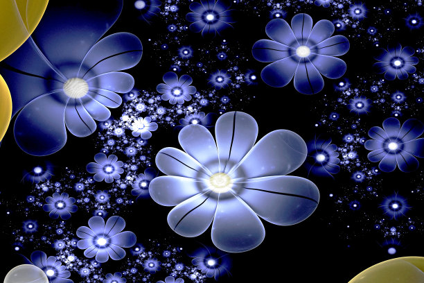 科技风蓝色光效花朵