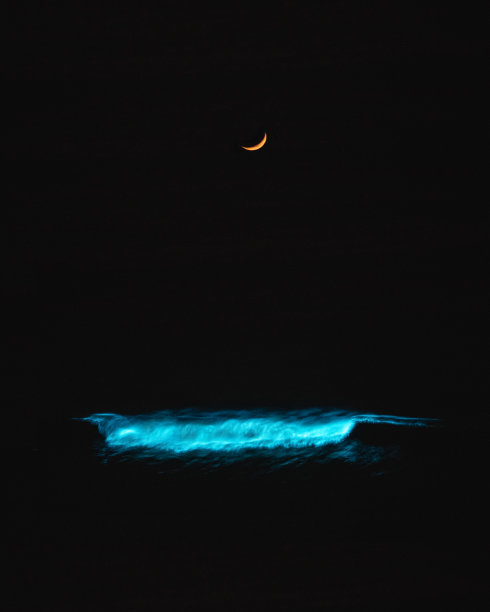黑夜大海的波浪