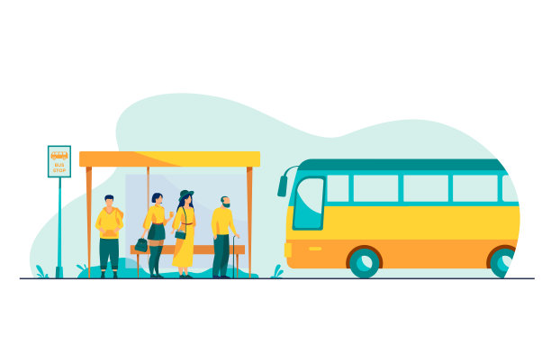 公交车站插画