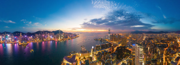 香港维多利亚港全景夜景
