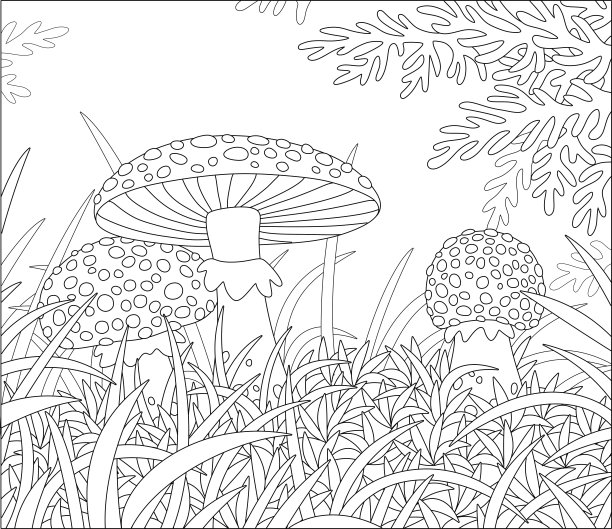 卡通蘑菇风景图
