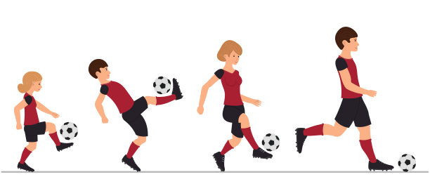卡通人物女性踢足球