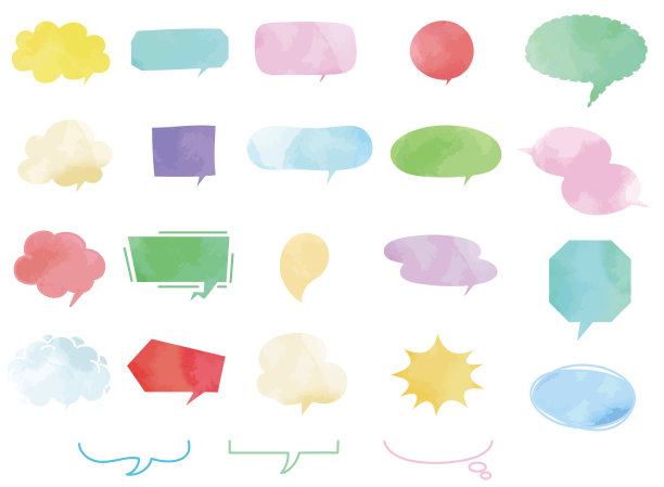 对话气泡框,沟通,水彩画颜料