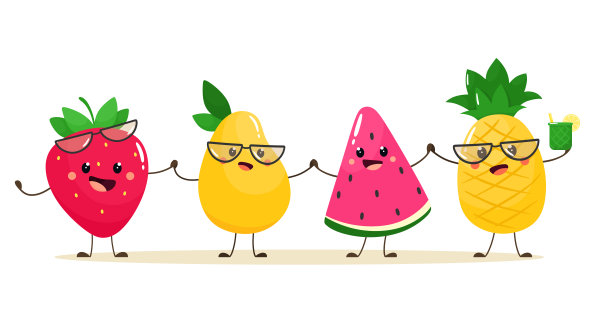 热带水果卡通插图