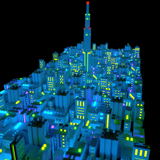 未来3d智慧城市剪影