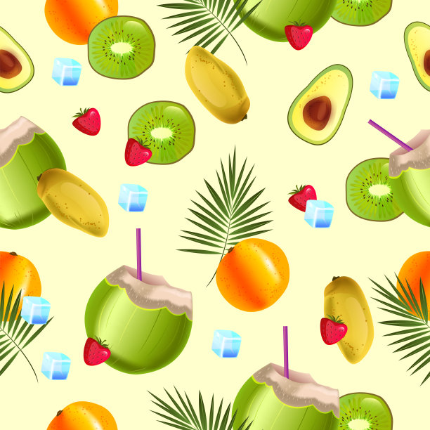 水果图案 夏季果汁背景