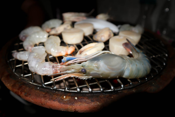 格子烤肉,泰国食品,烤的