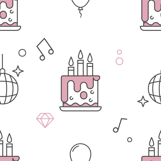 彩色生日蛋糕和气球贺卡矢量图