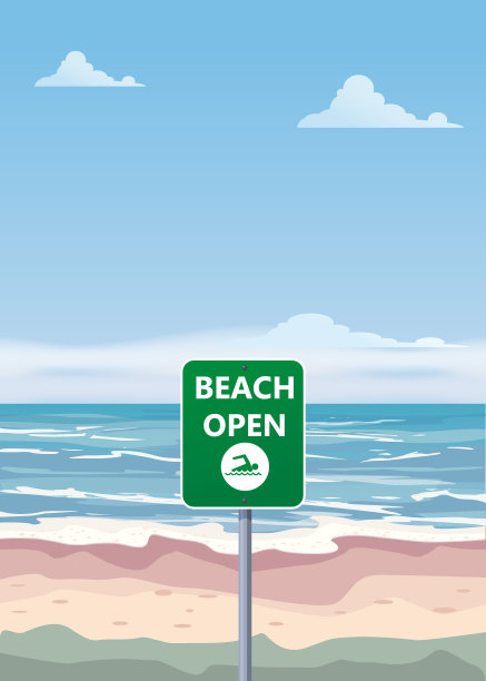 度假海滩标志