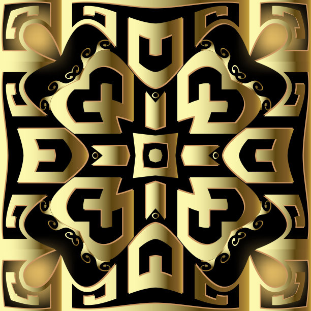 黄金,波形,现代,线条,时尚,抽象,矢量,几何形状,四方连续纹样,华丽的