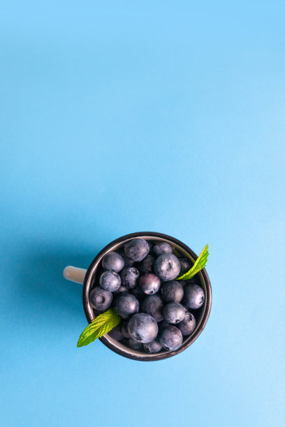 白色底板上的蓝莓高清摄影