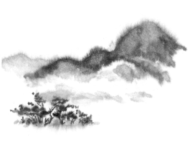 中式水墨意境山水画