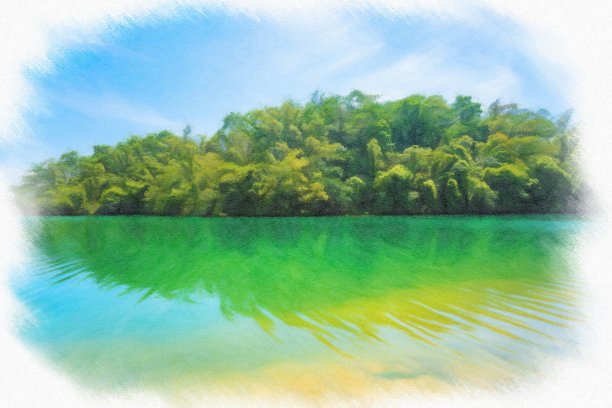 水彩风景油画