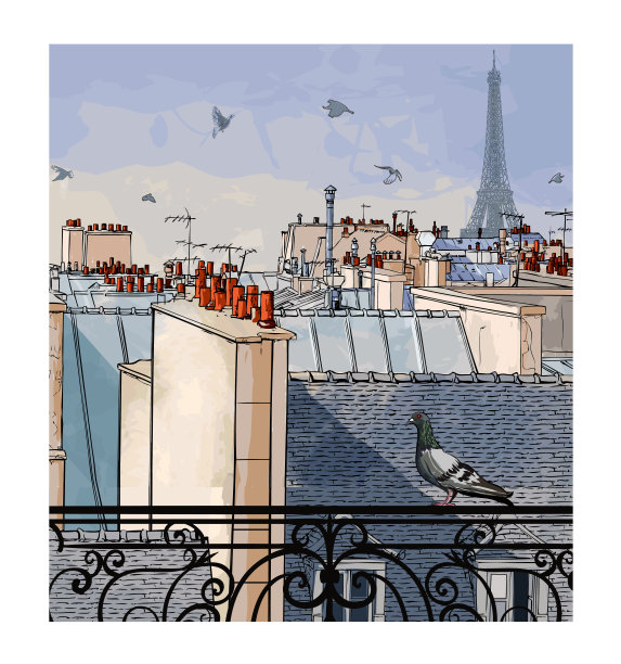法国地标建筑法国插画