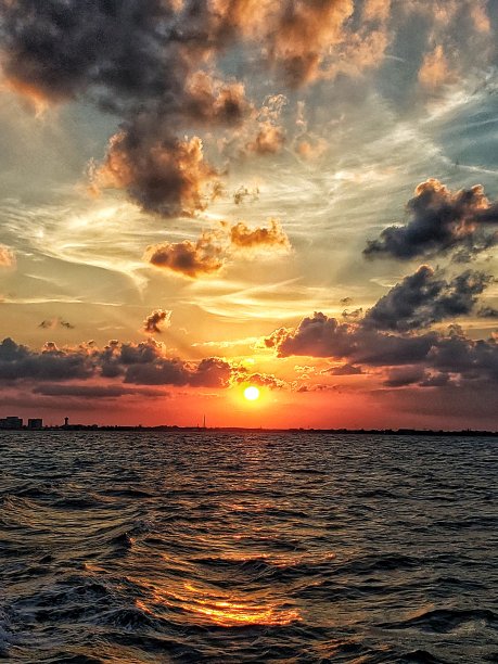 风景画 海上夕阳