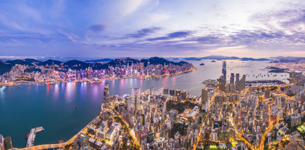 香港维多利亚港全景夜景