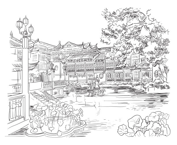 北京地标建筑中国风城市插画矢量