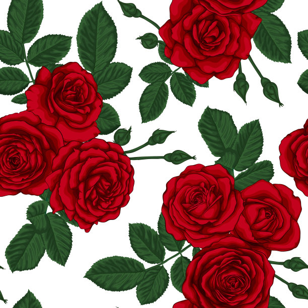 复古红玫瑰图案