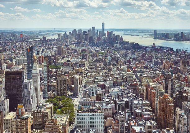 城市 纽约 鸟瞰 地平线 都市
