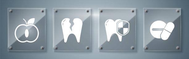 牙齿牙科医疗图标矢量