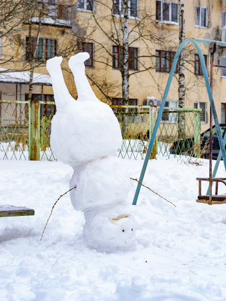 可爱圣诞雪地雪人