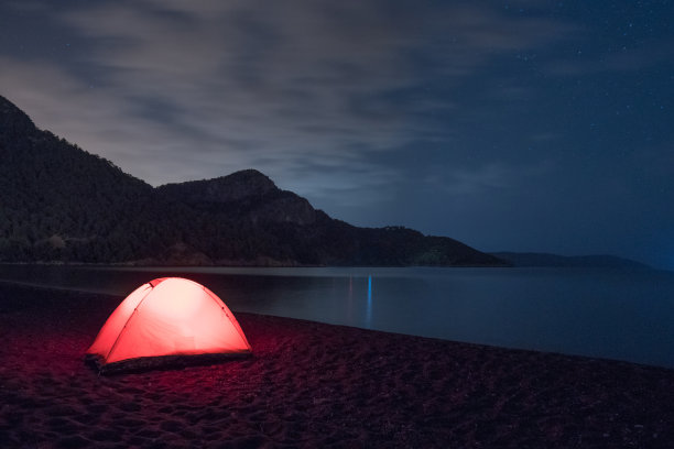 海滨生活黄昏海边夜景