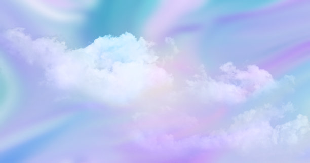 卡通 彩虹云朵天空