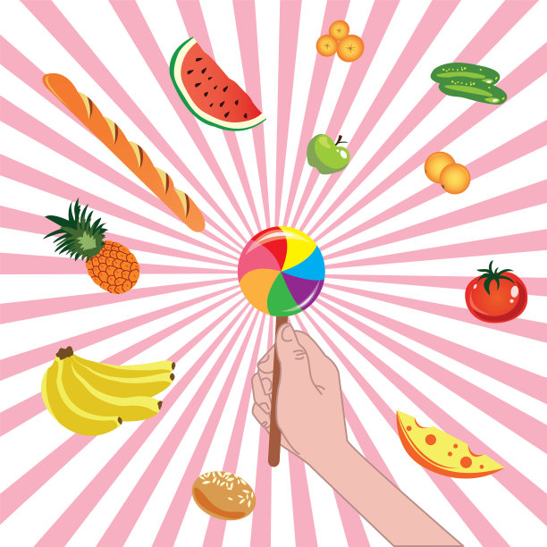 热带水果卡通插图