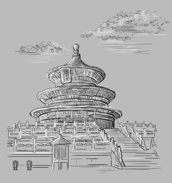 中国风建筑插画