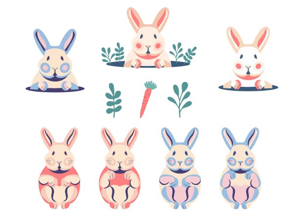 卡通兔子设计小白兔插画