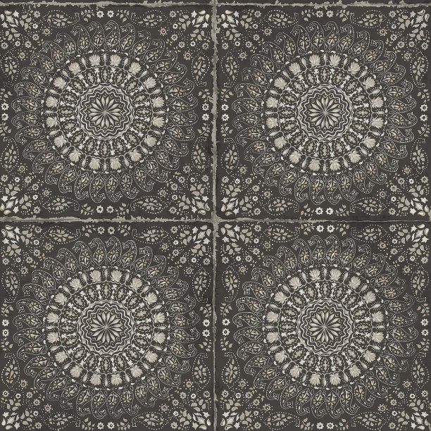 几何花纹圆形地毯印花
