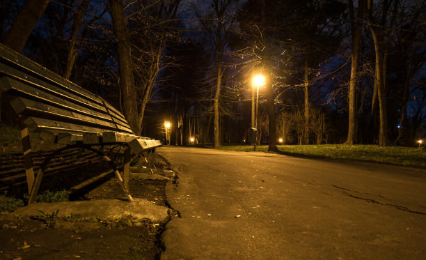 公园道路夜景