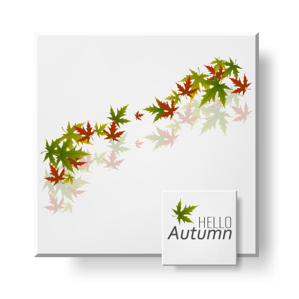 天然秋季装饰物的卡片