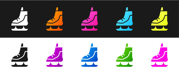 鞋类彩色图标集矢量