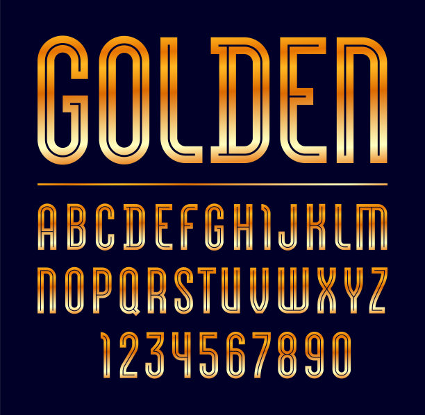 金色条纹字体