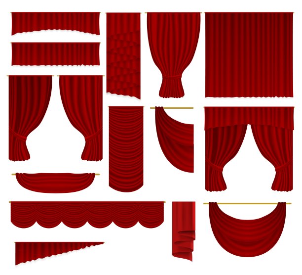 红色丝绸装饰元素