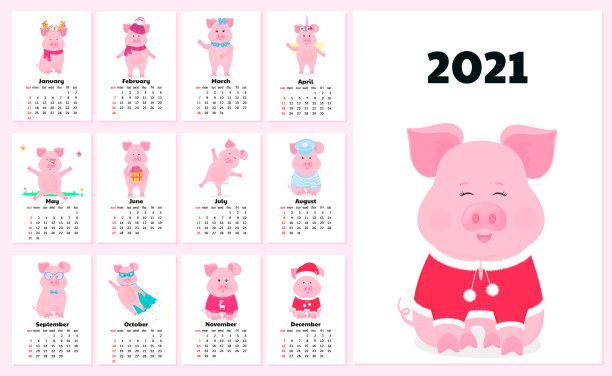 卡通猪 日历