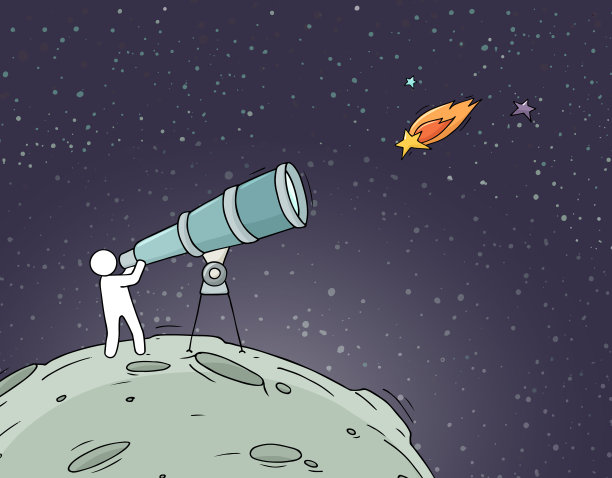 星球宇航员插画卡通背景素材