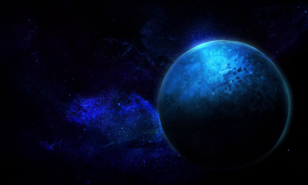 蓝色太空宇航员银河宇宙星球背景