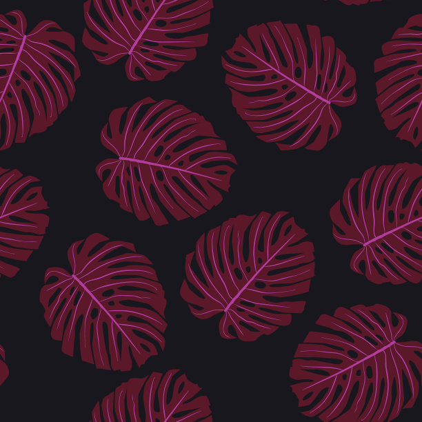 有机随性的热带叶子设计四方连续纹样