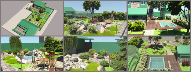 园林水池建筑设计模型