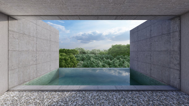 园林水池建筑设计模型