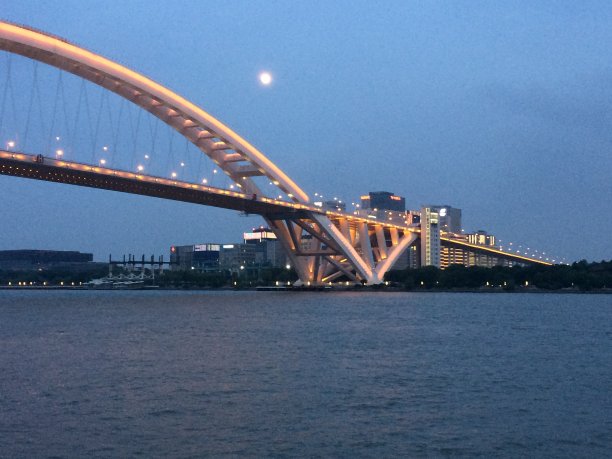 暮色中的上海南浦大桥