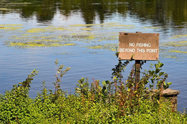 湖边告示牌